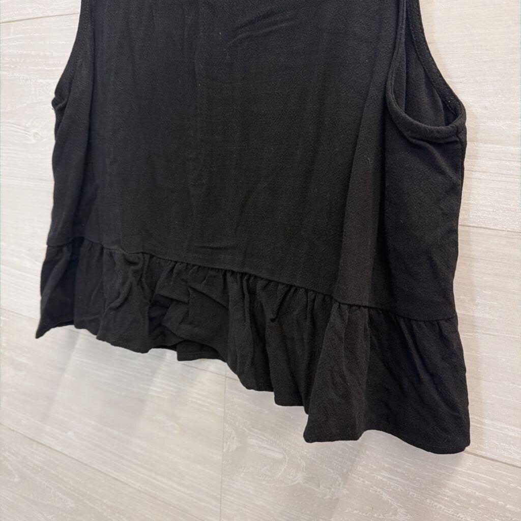 Anrabess Black Cropped Tank Top Medium
