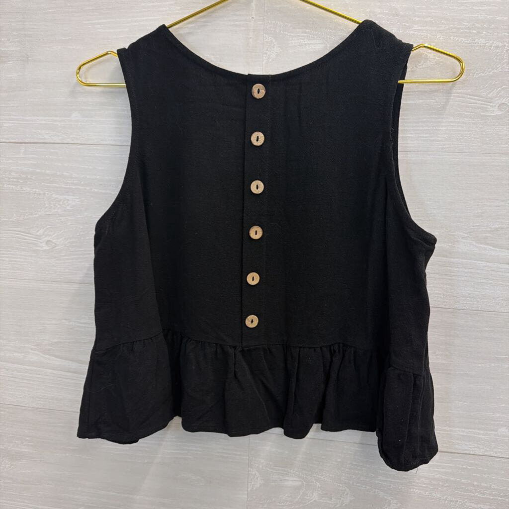 Anrabess Black Cropped Tank Top Medium