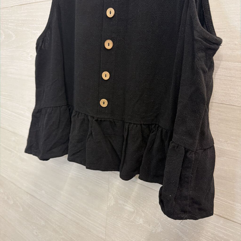 Anrabess Black Cropped Tank Top Medium