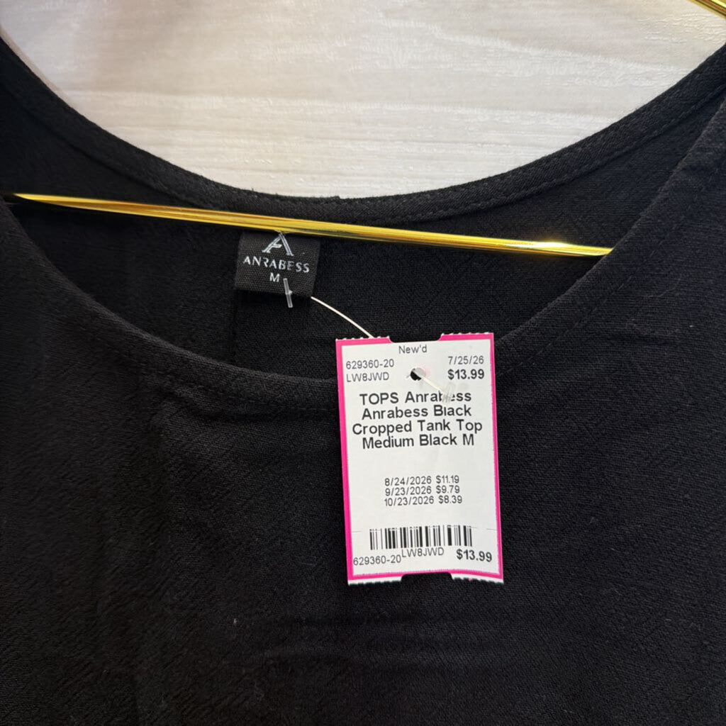 Anrabess Black Cropped Tank Top Medium