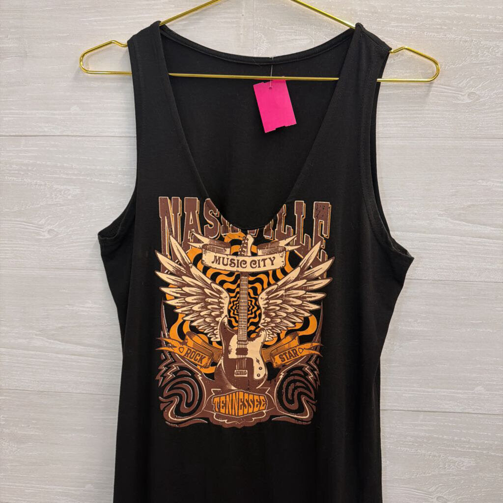 Black/ Brown Nashville Sleeveless V Neck Dress Medium