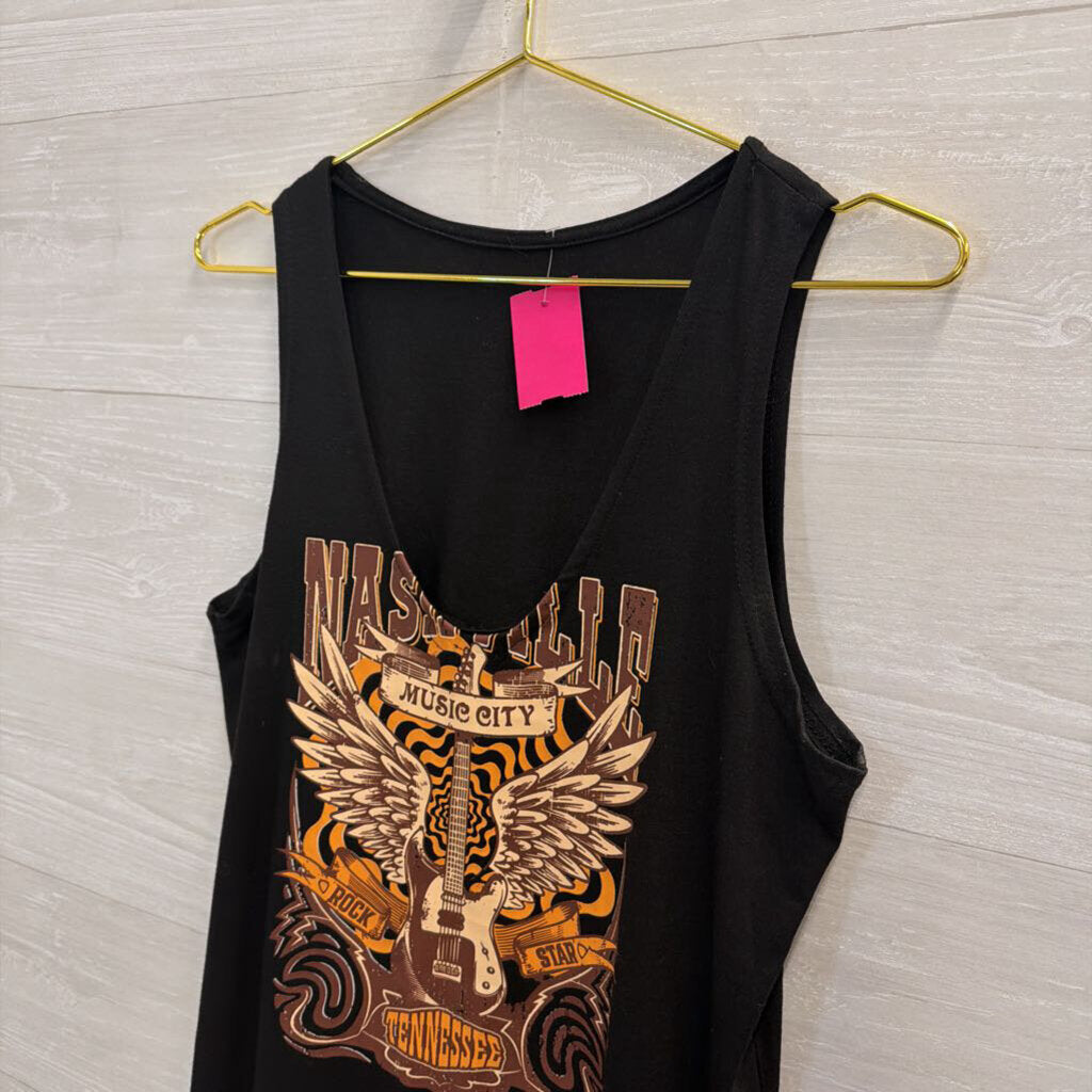 Black/ Brown Nashville Sleeveless V Neck Dress Medium