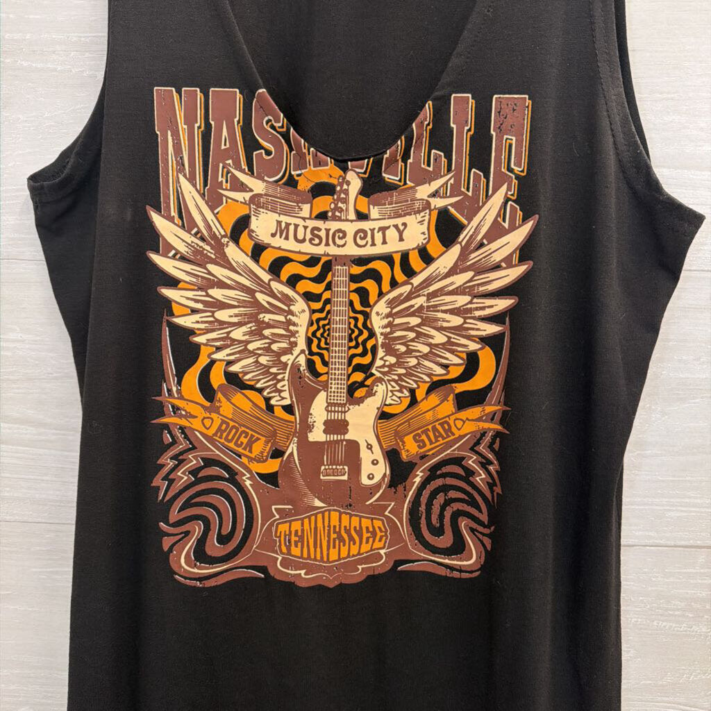Black/ Brown Nashville Sleeveless V Neck Dress Medium