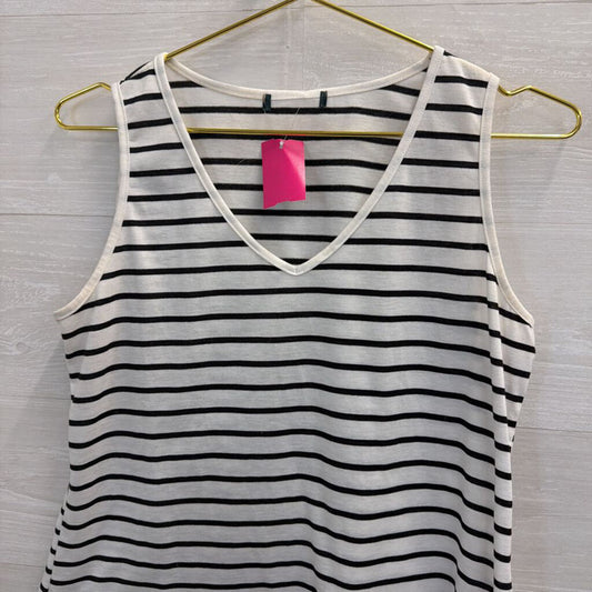 Black/ White Striped Cropped Tank Top Medium