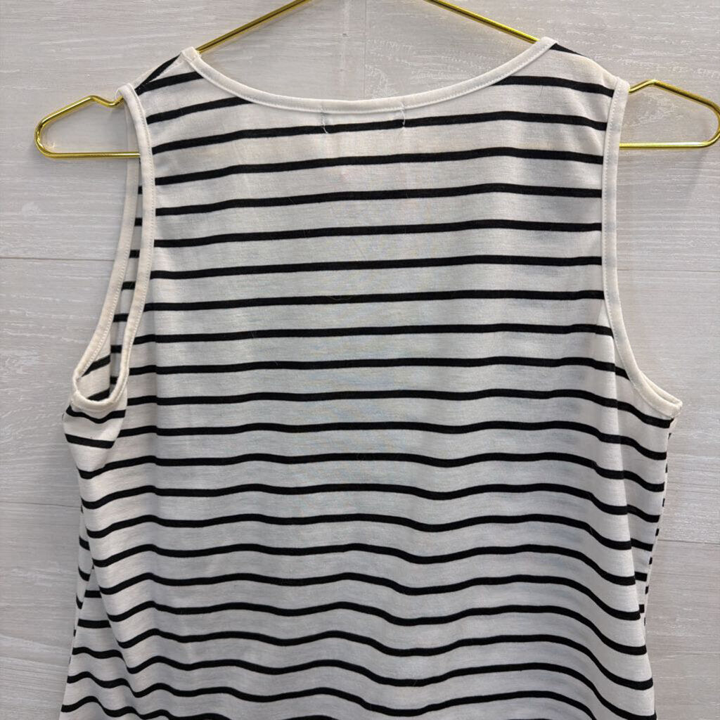 Black/ White Striped Cropped Tank Top Medium