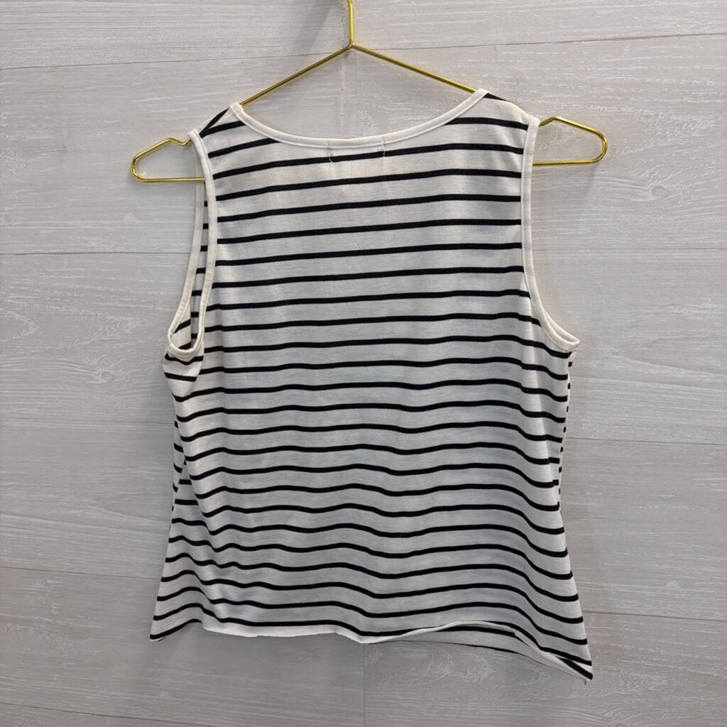 Black/ White Striped Cropped Tank Top Medium