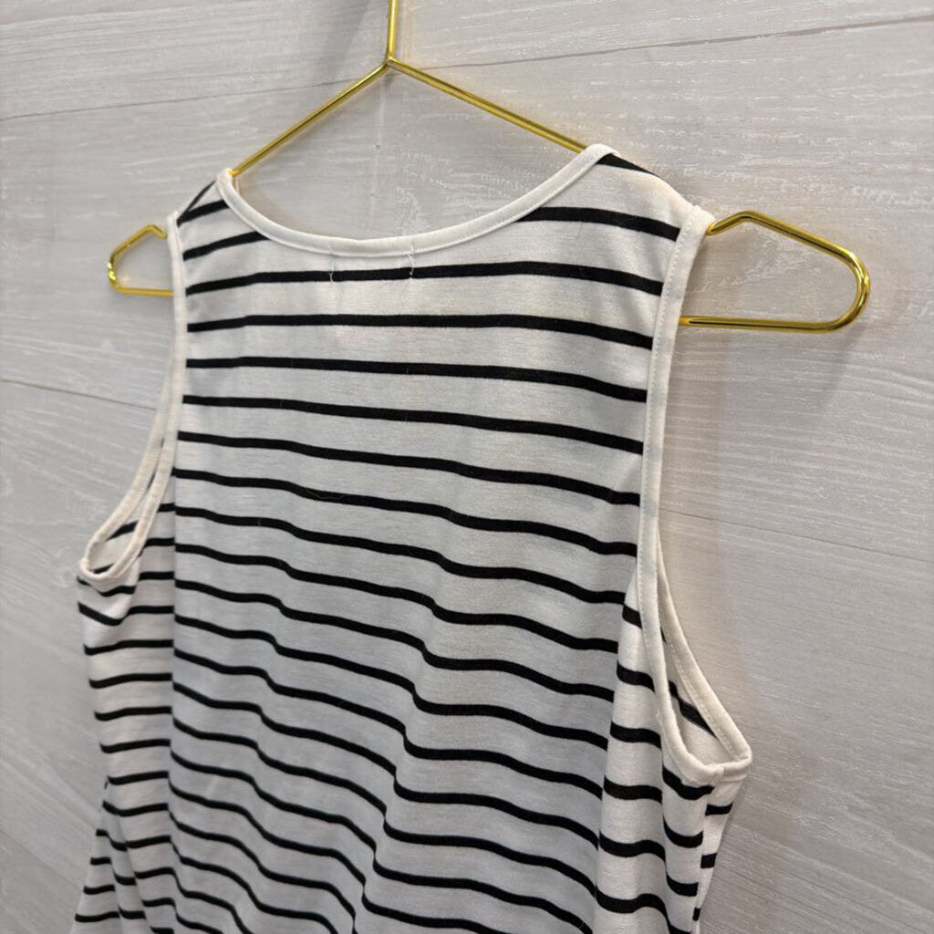 Black/ White Striped Cropped Tank Top Medium