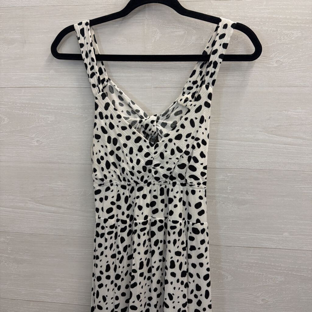 HYFVE White/ Black Print Tie Back Midi Dress Large