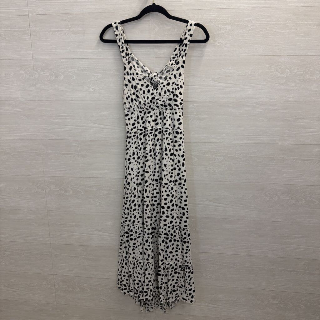 HYFVE White/ Black Print Tie Back Midi Dress Large