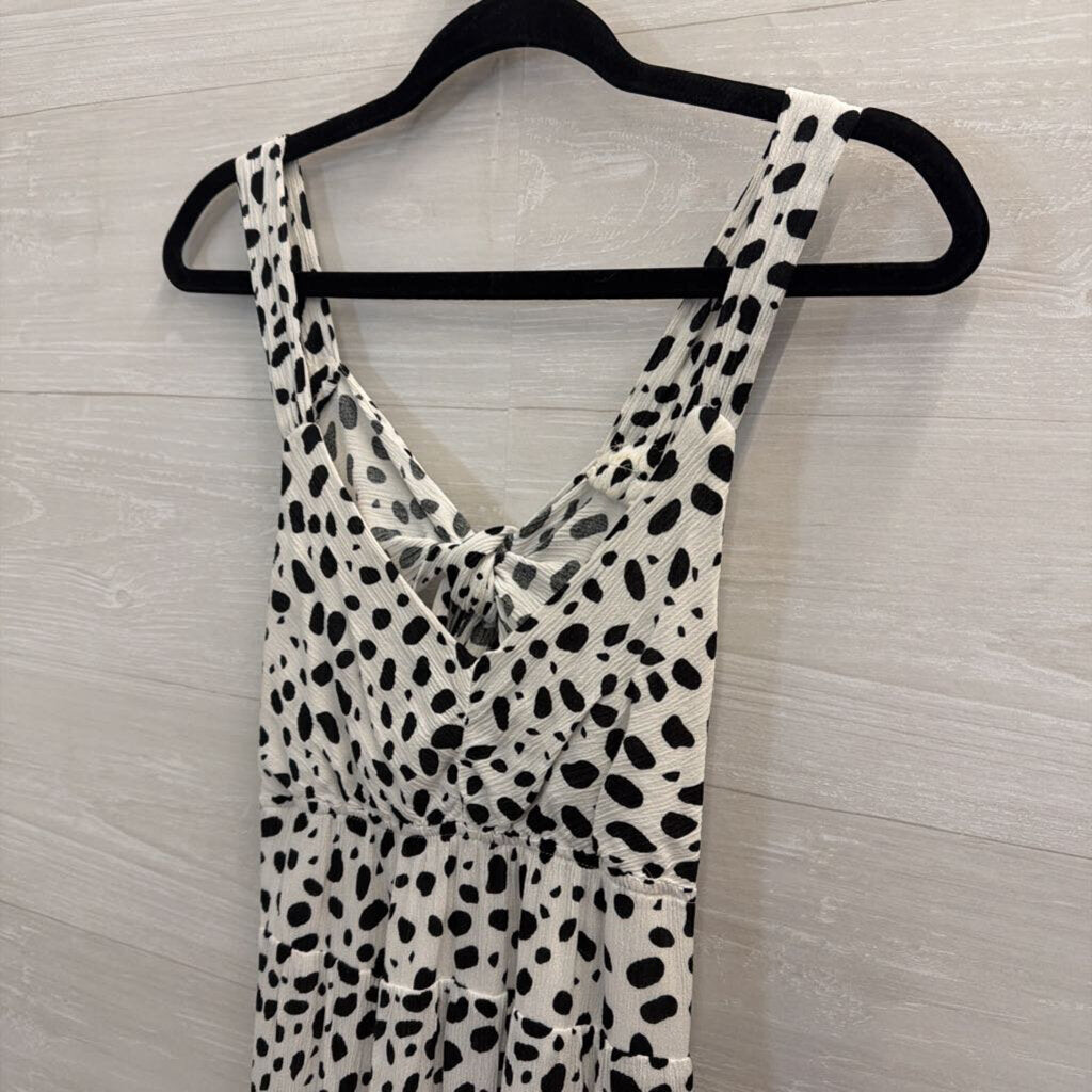 HYFVE White/ Black Print Tie Back Midi Dress Large