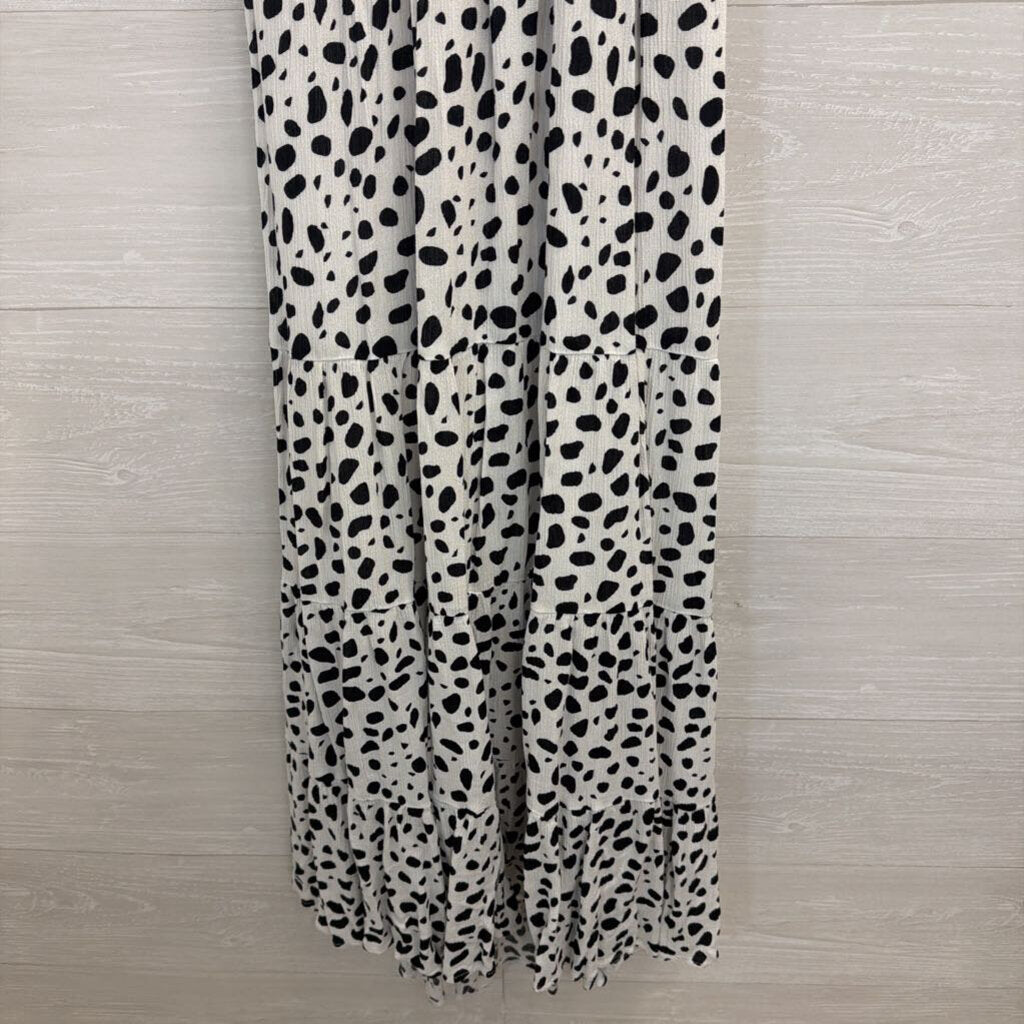 HYFVE White/ Black Print Tie Back Midi Dress Large
