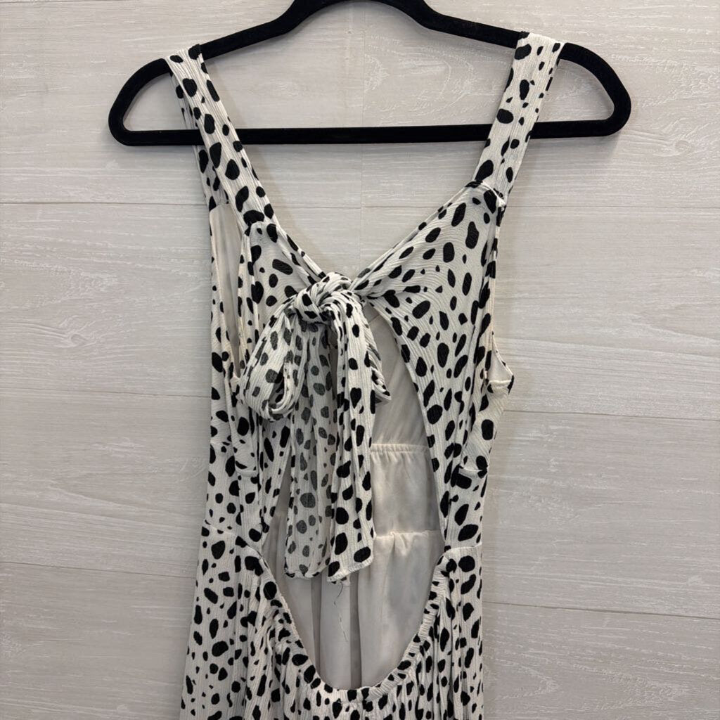 HYFVE White/ Black Print Tie Back Midi Dress Large