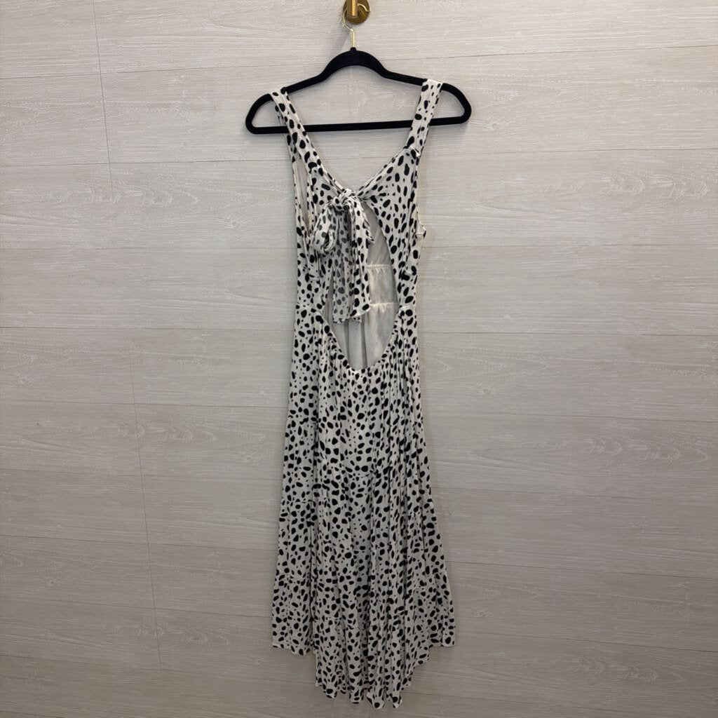 HYFVE White/ Black Print Tie Back Midi Dress Large