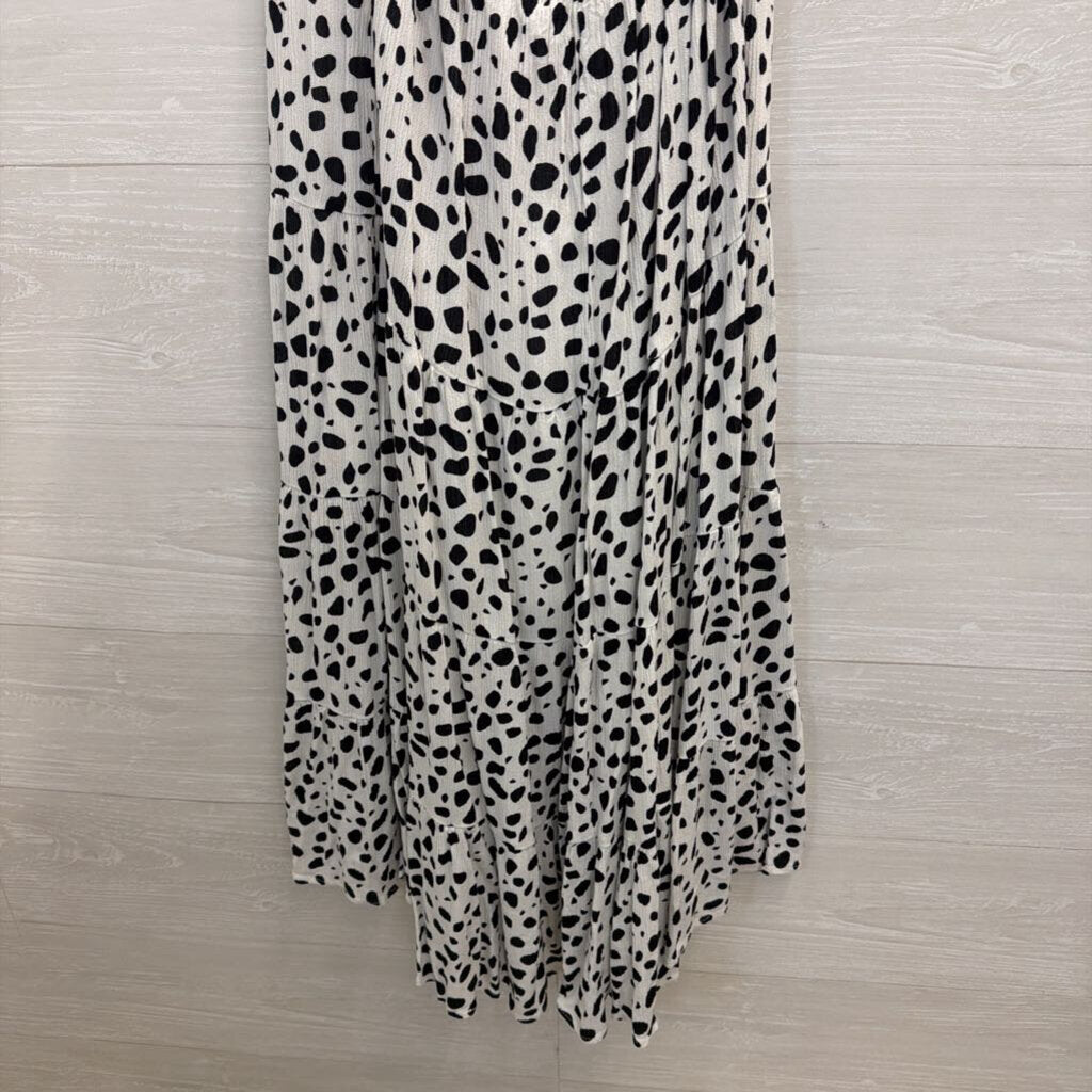 HYFVE White/ Black Print Tie Back Midi Dress Large