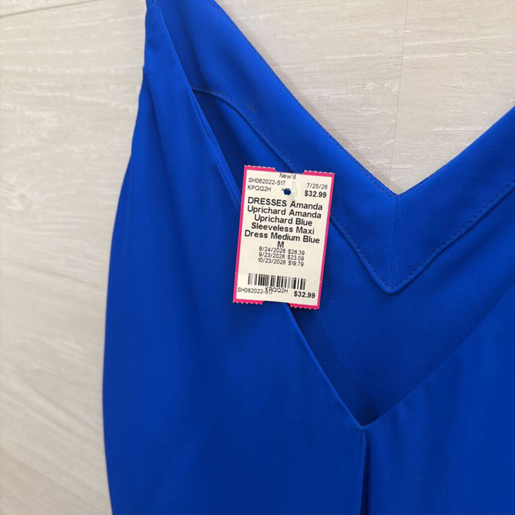 Amanda Uprichard Blue Sleeveless Maxi Dress Medium