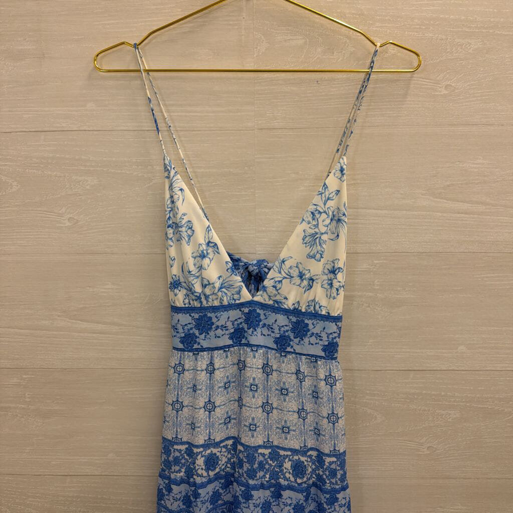 Alice and Olivia White/ Blue Print Maxi Dress 4