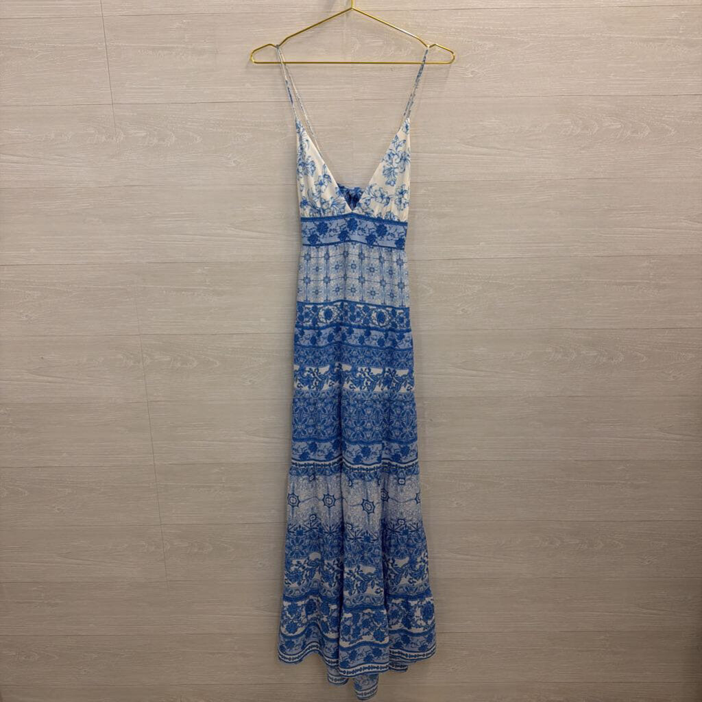 Alice and Olivia White/ Blue Print Maxi Dress 4