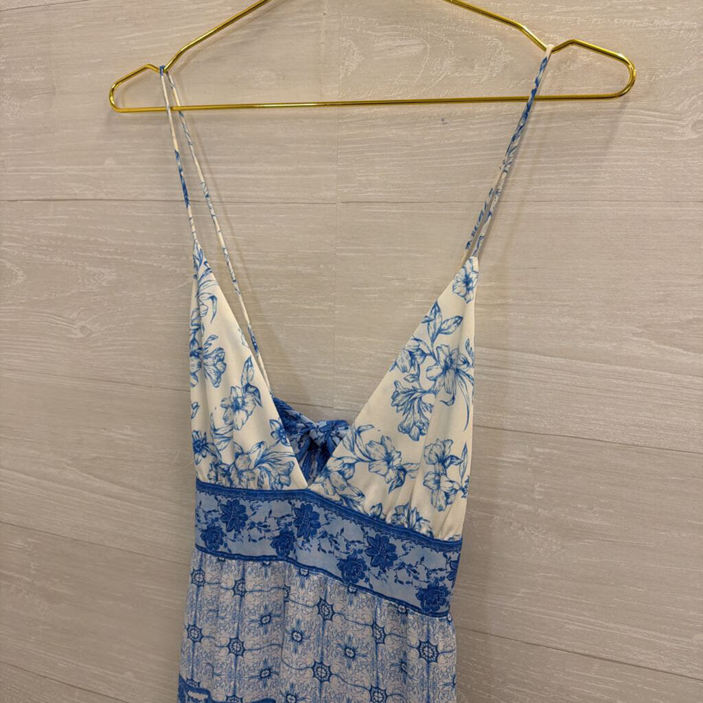 Alice and Olivia White/ Blue Print Maxi Dress 4