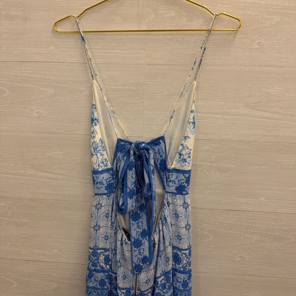 Alice and Olivia White/ Blue Print Maxi Dress 4