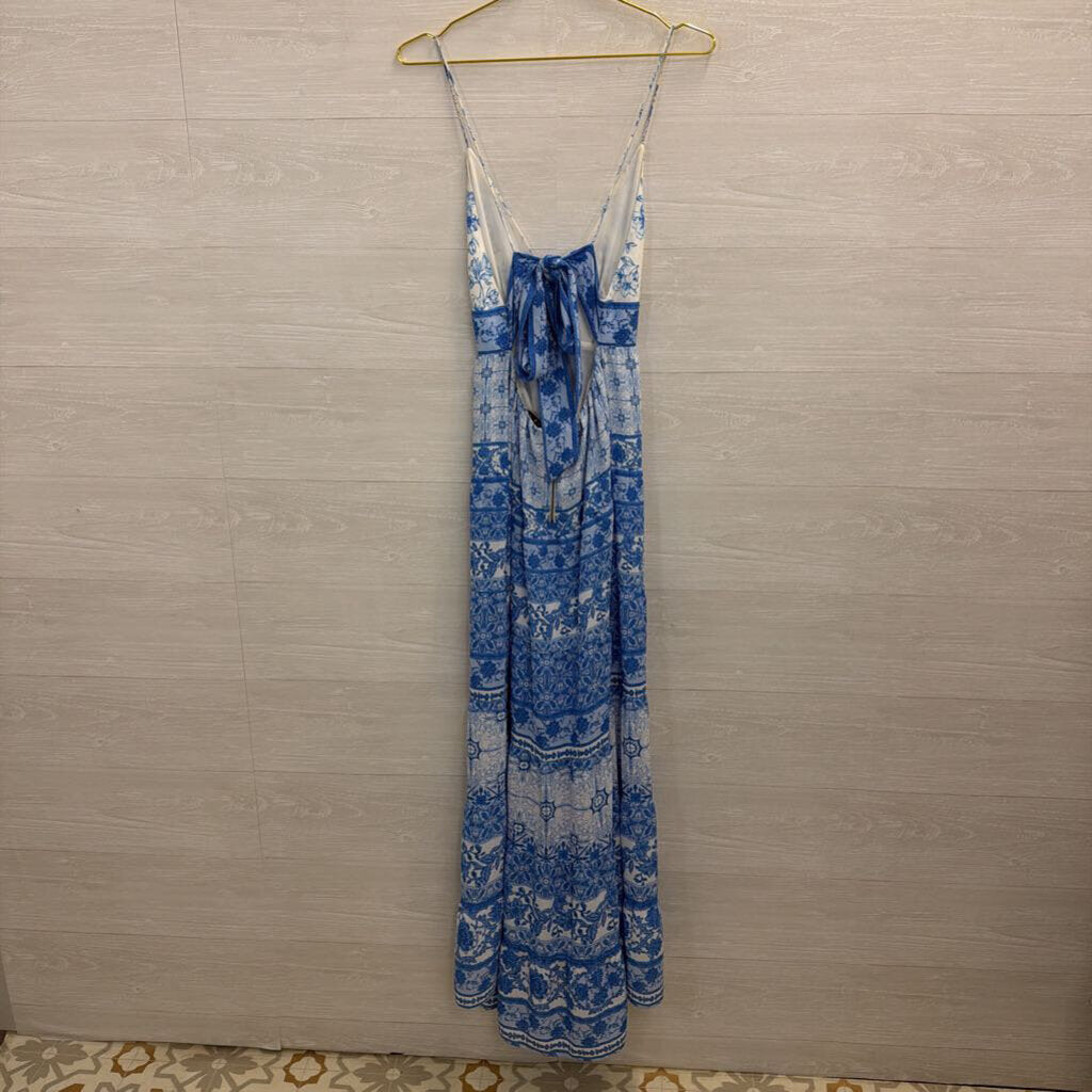 Alice and Olivia White/ Blue Print Maxi Dress 4