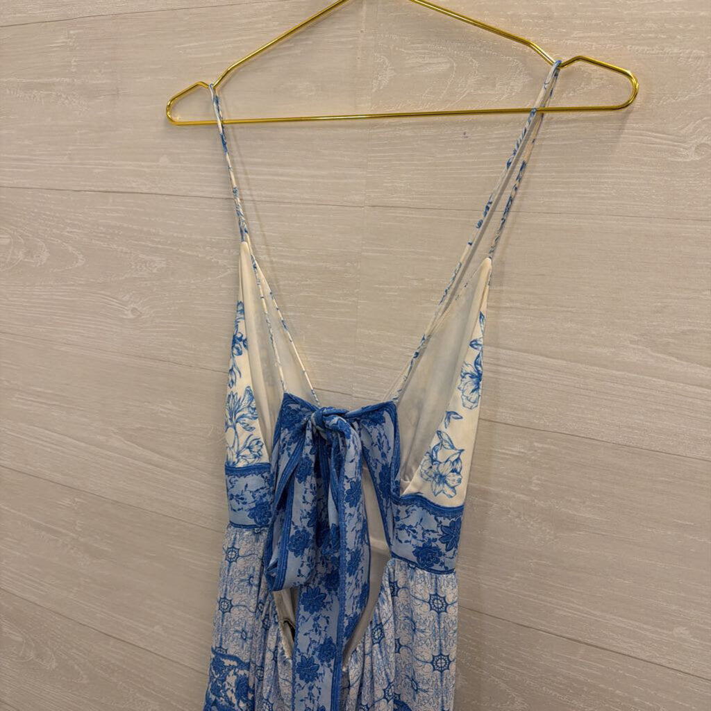 Alice and Olivia White/ Blue Print Maxi Dress 4