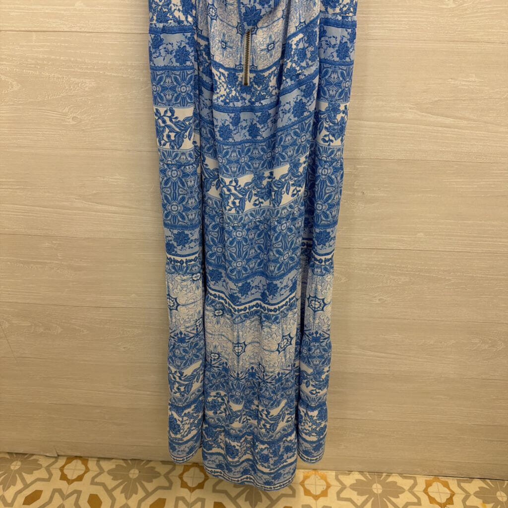 Alice and Olivia White/ Blue Print Maxi Dress 4