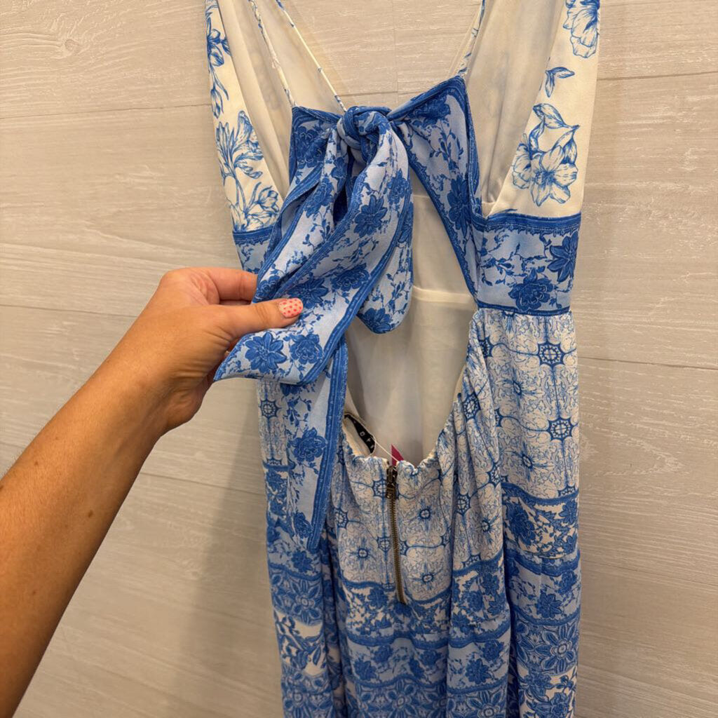 Alice and Olivia White/ Blue Print Maxi Dress 4