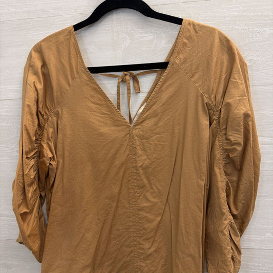 Loft Brown Long Puff Sleeve Top Medium
