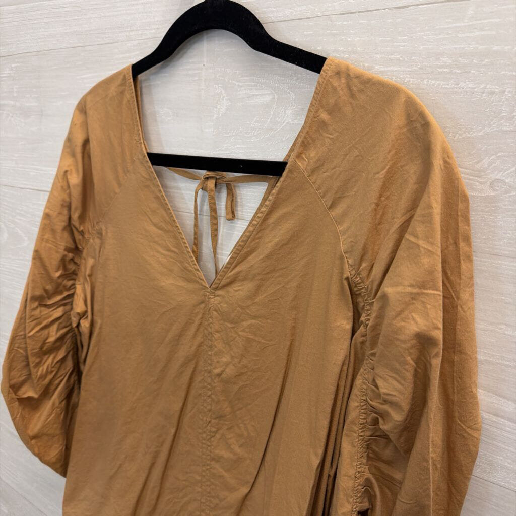 Loft Brown Long Puff Sleeve Top Medium