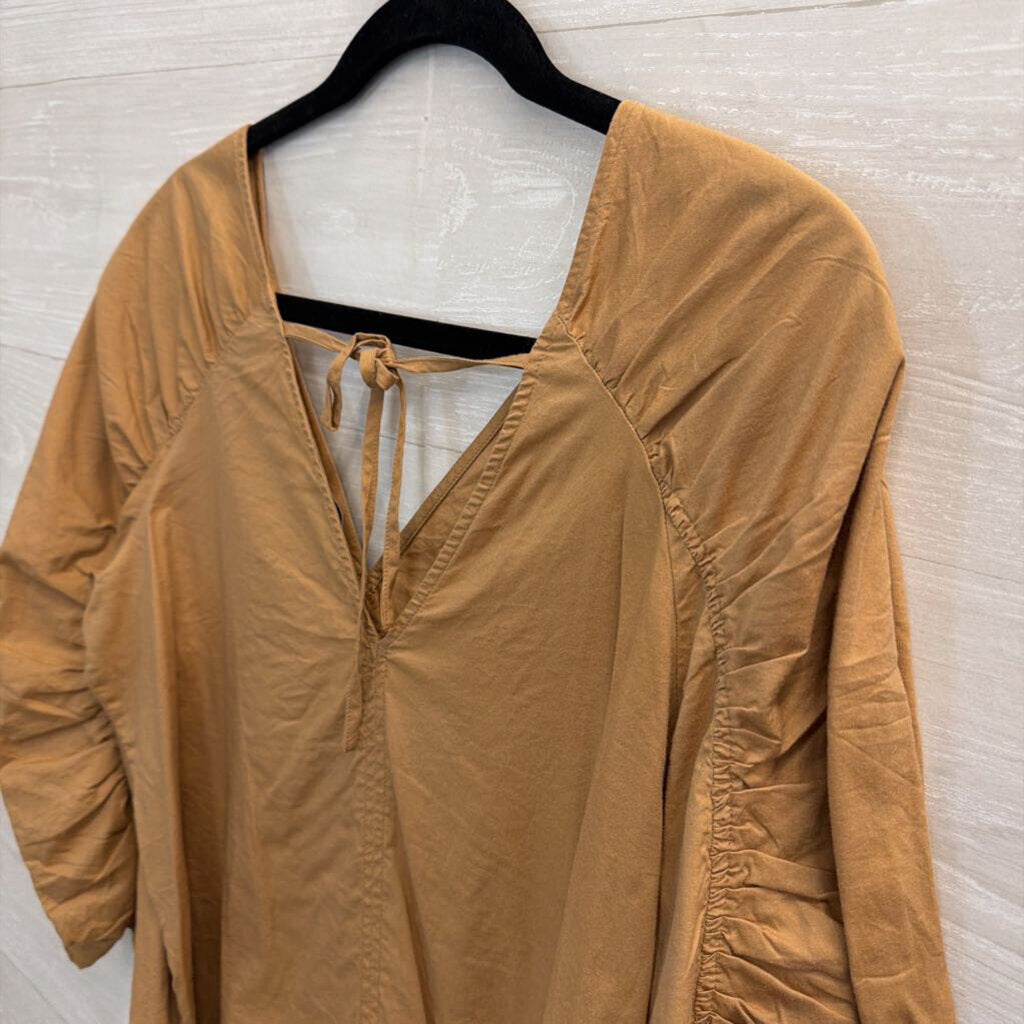Loft Brown Long Puff Sleeve Top Medium
