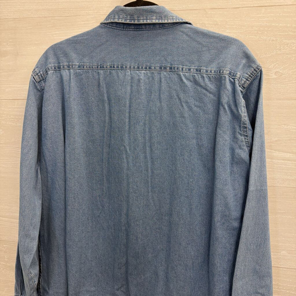 Blue Chambray Long Sleeve Button Down Top Extra Large