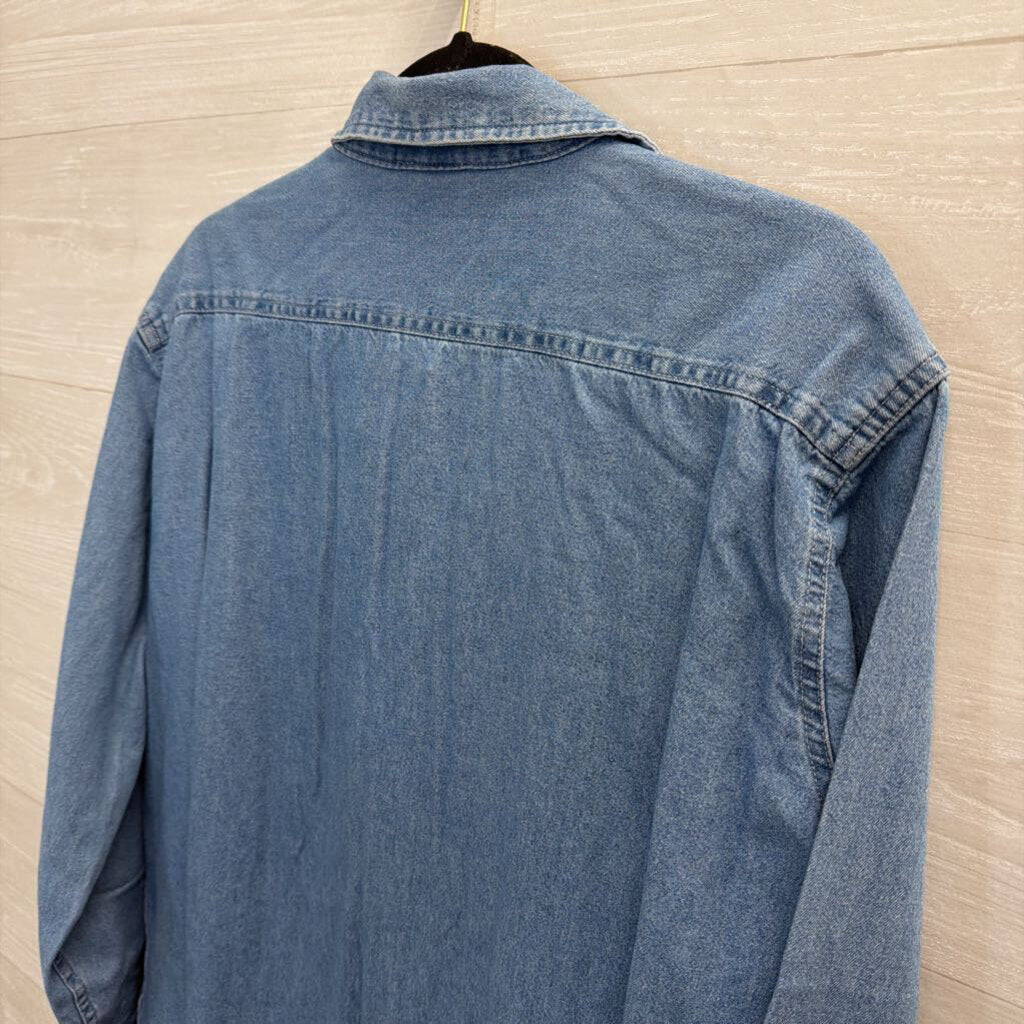 Blue Chambray Long Sleeve Button Down Top Extra Large