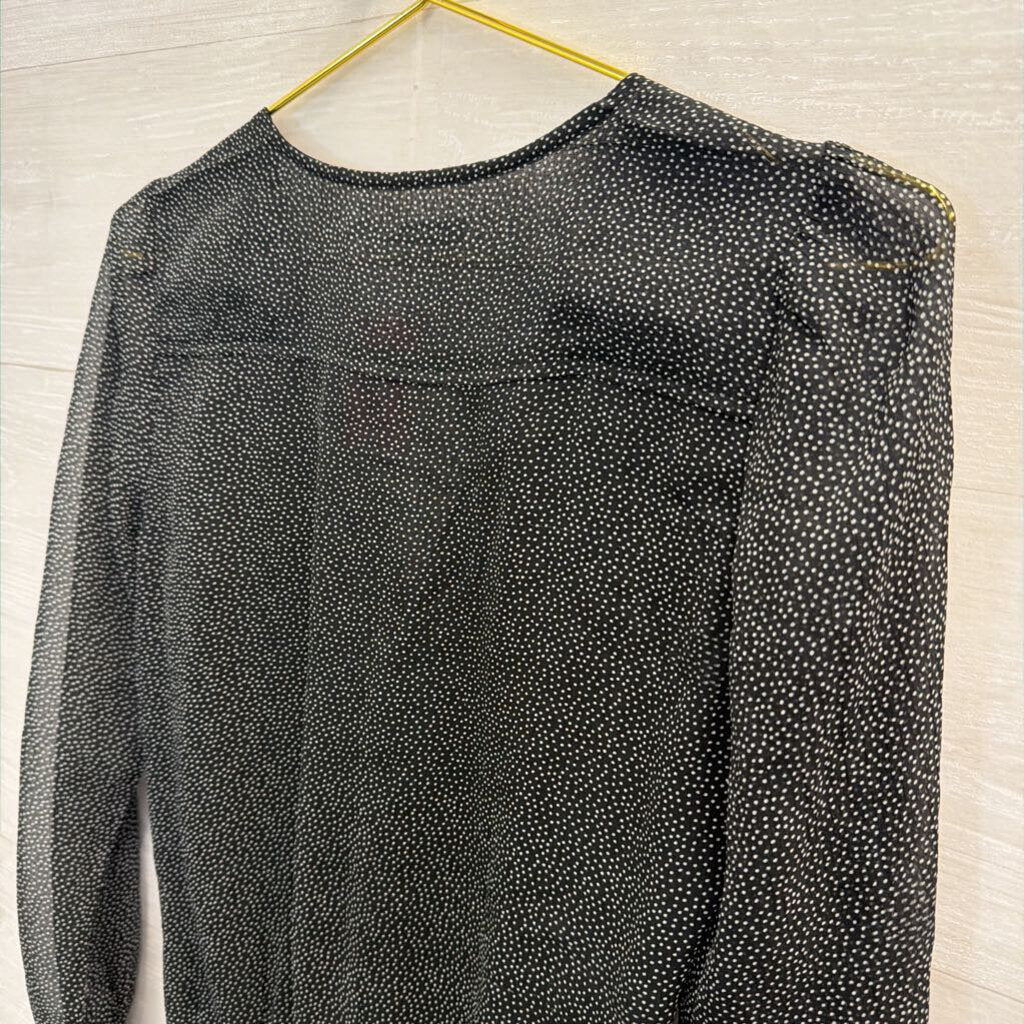 Abercrombie and Fitch Black/ White Dot Print Long Sleeve Bodysuit Extra Small
