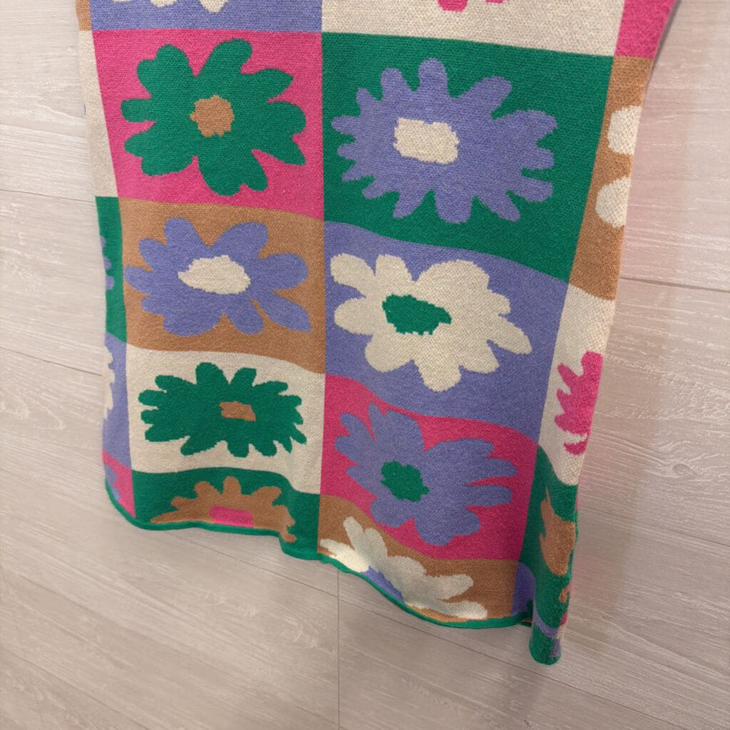 4si3nna Green/ Multi Flower Knit Sleeveless Mini Dress Small