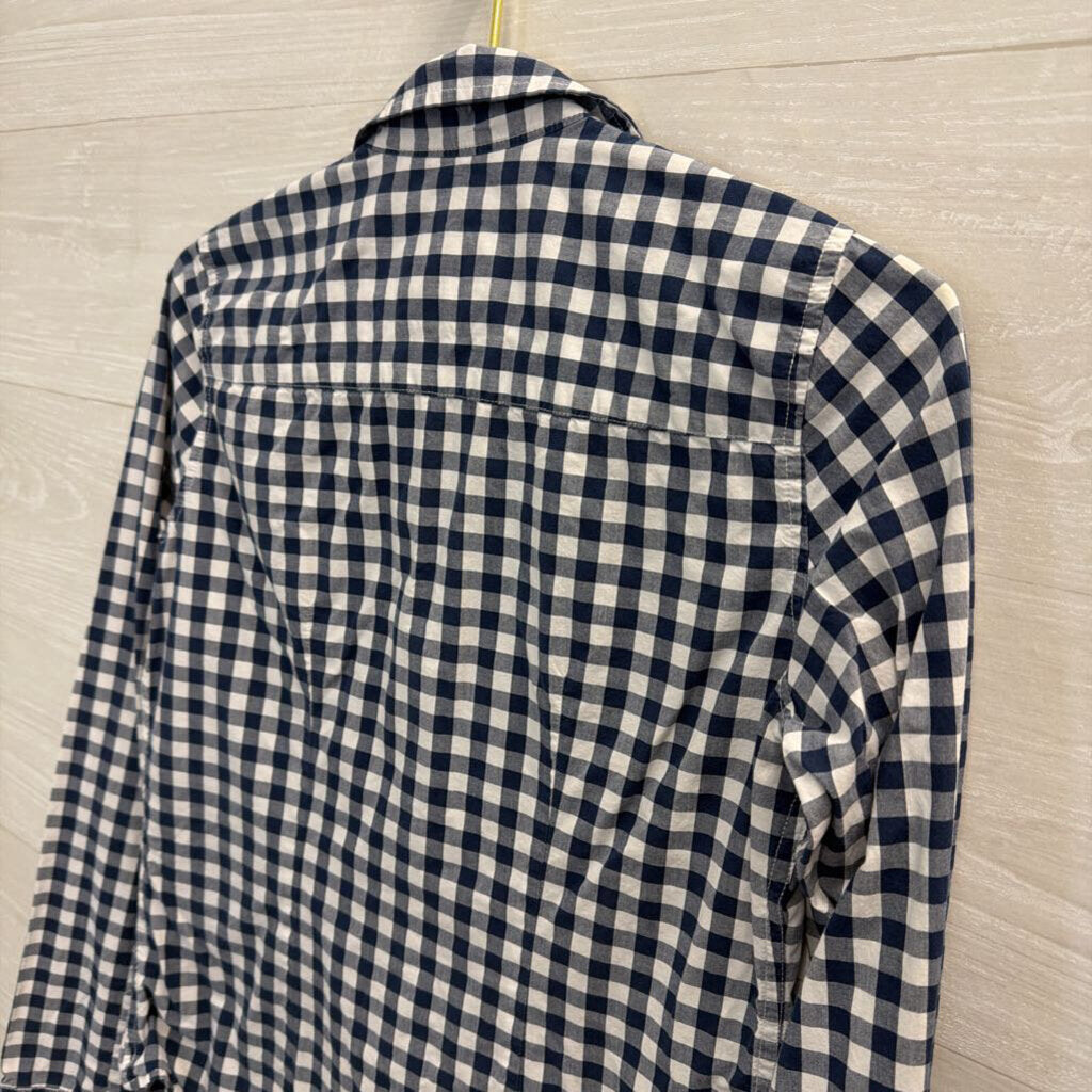 Abercrombie and Fitch Navy/ White Gingham Long Sleeve Button Down Top Small
