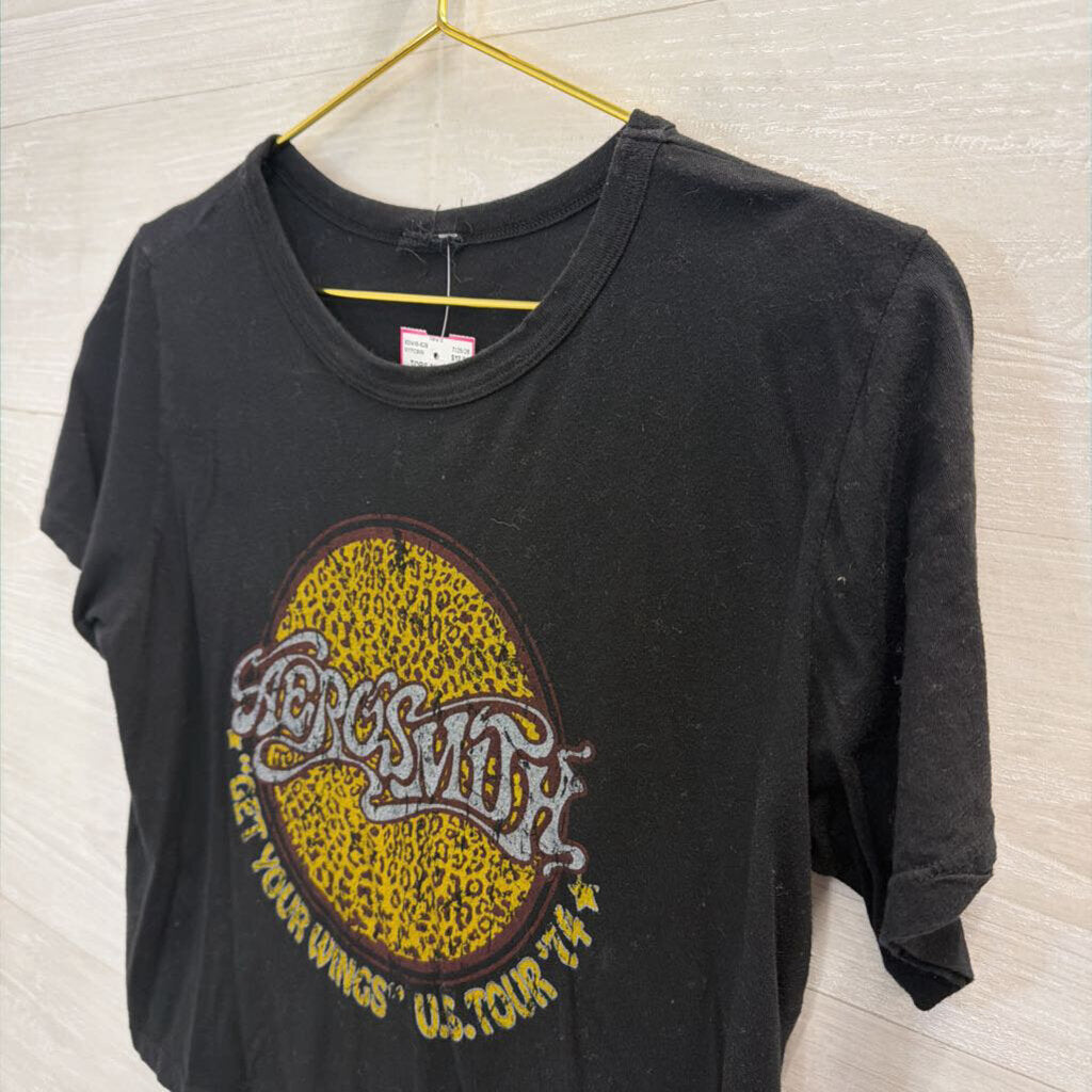 Black/ Yellow Aerosmith Cropped Short Sleeve Graphic Tee Smll