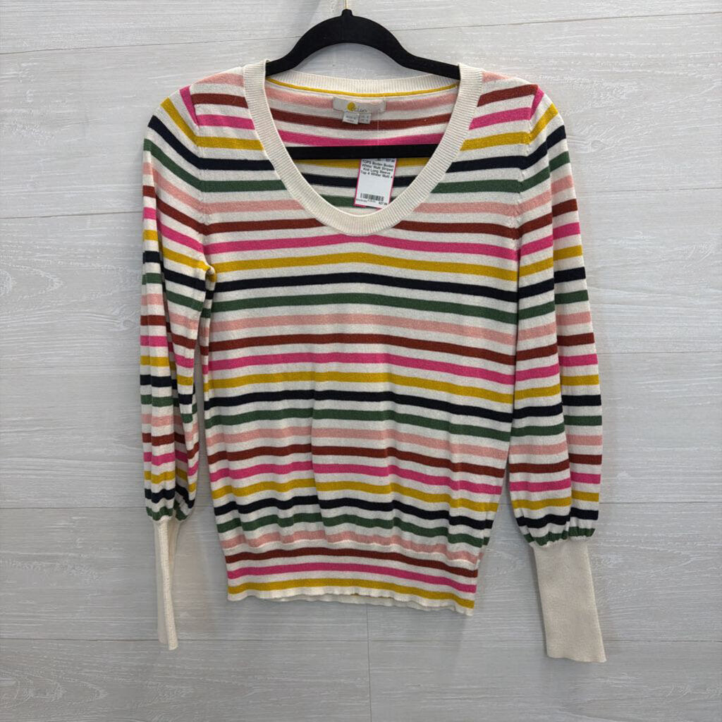 Boden White/ Multi Striped Knit Long Sleeve Top 4