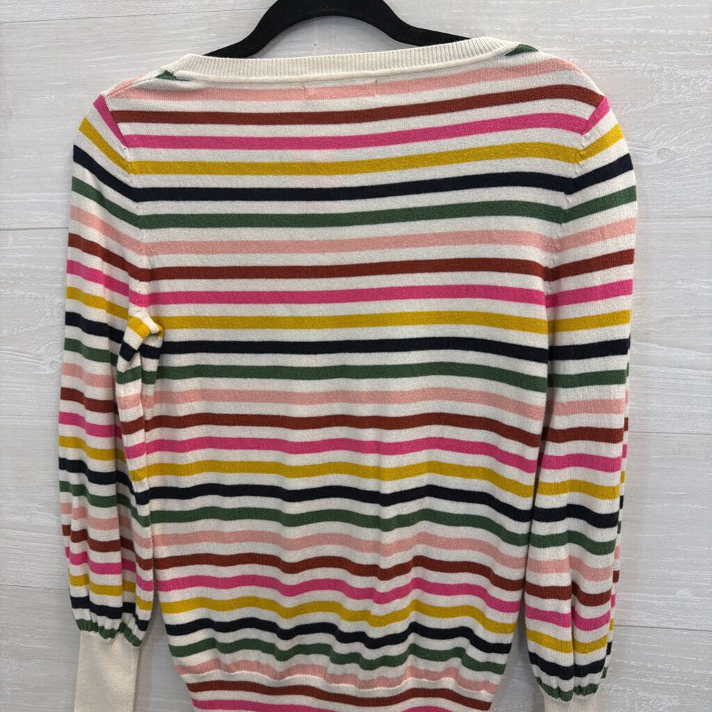 Boden White/ Multi Striped Knit Long Sleeve Top 4
