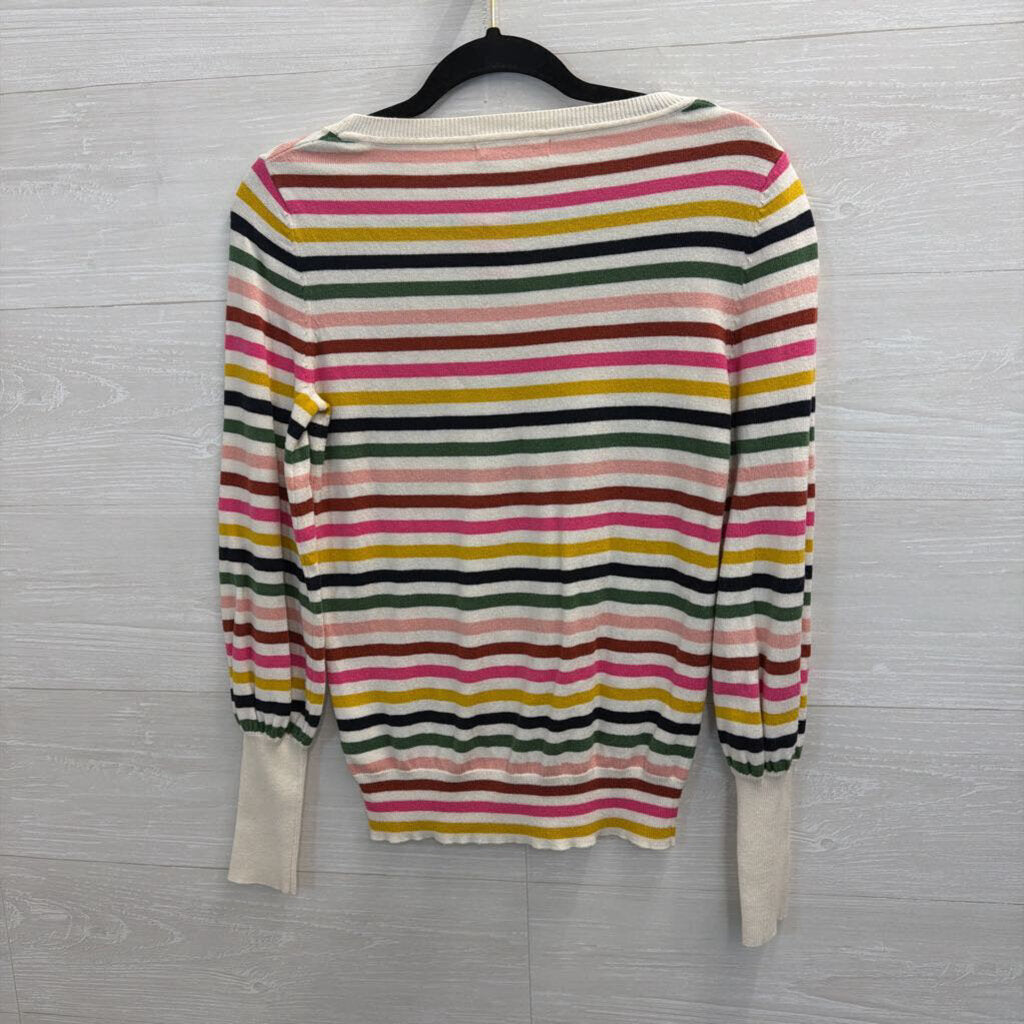Boden White/ Multi Striped Knit Long Sleeve Top 4