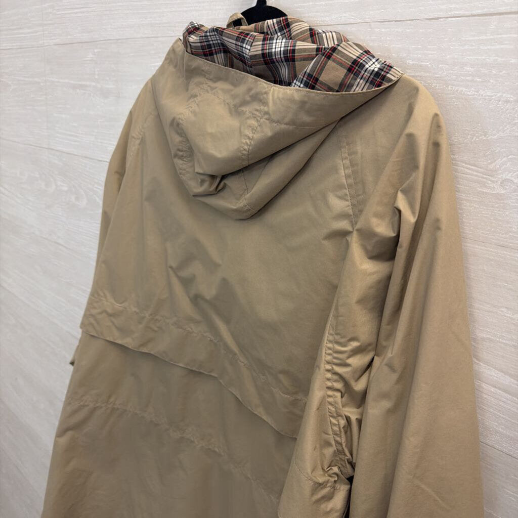 Totes Brown Plaid Detail Long Sleeve Zip Up Hooded Jacket Large