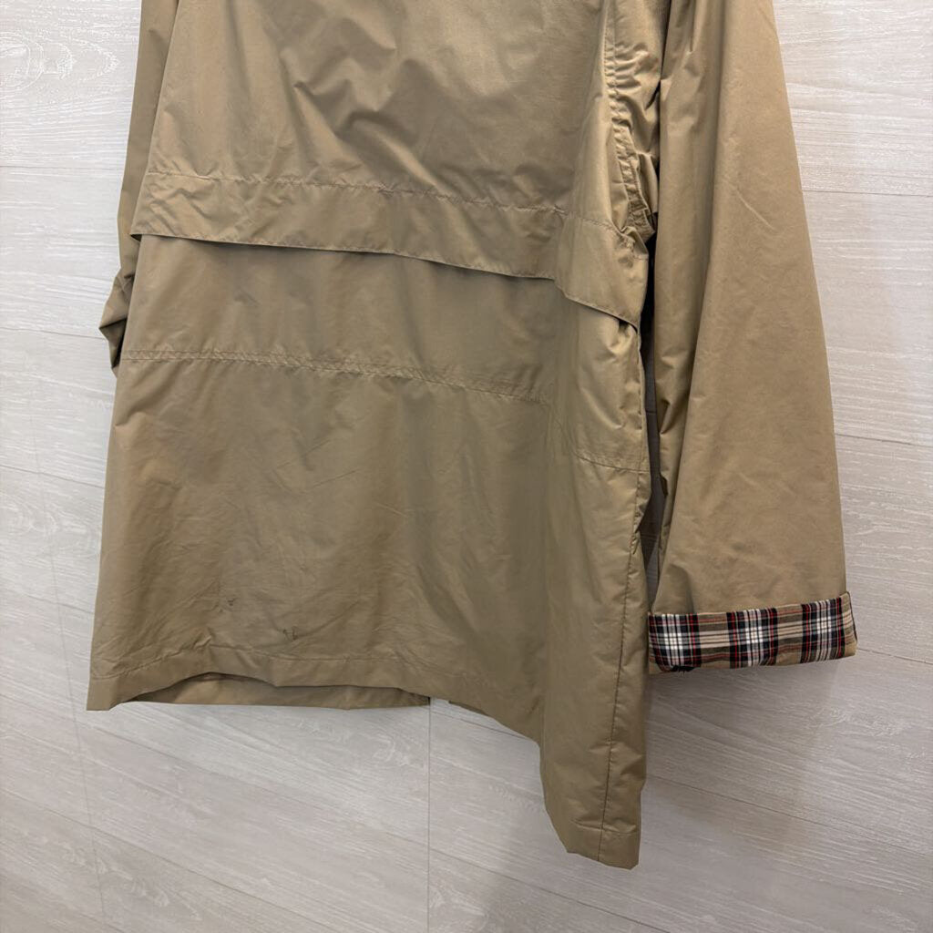 Totes Brown Plaid Detail Long Sleeve Zip Up Hooded Jacket Large