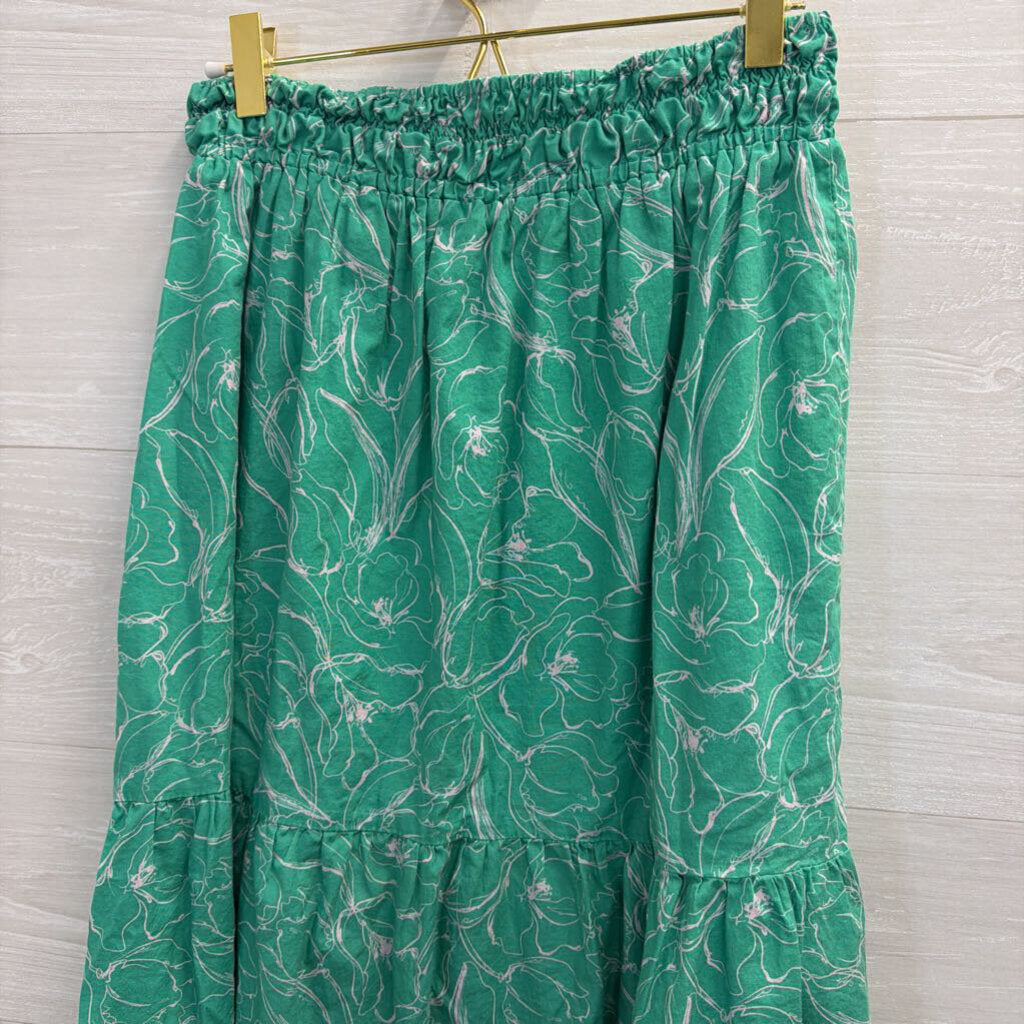 Greylin Green/ White Print Cropped Tank/ Midi Skirt Set Medium