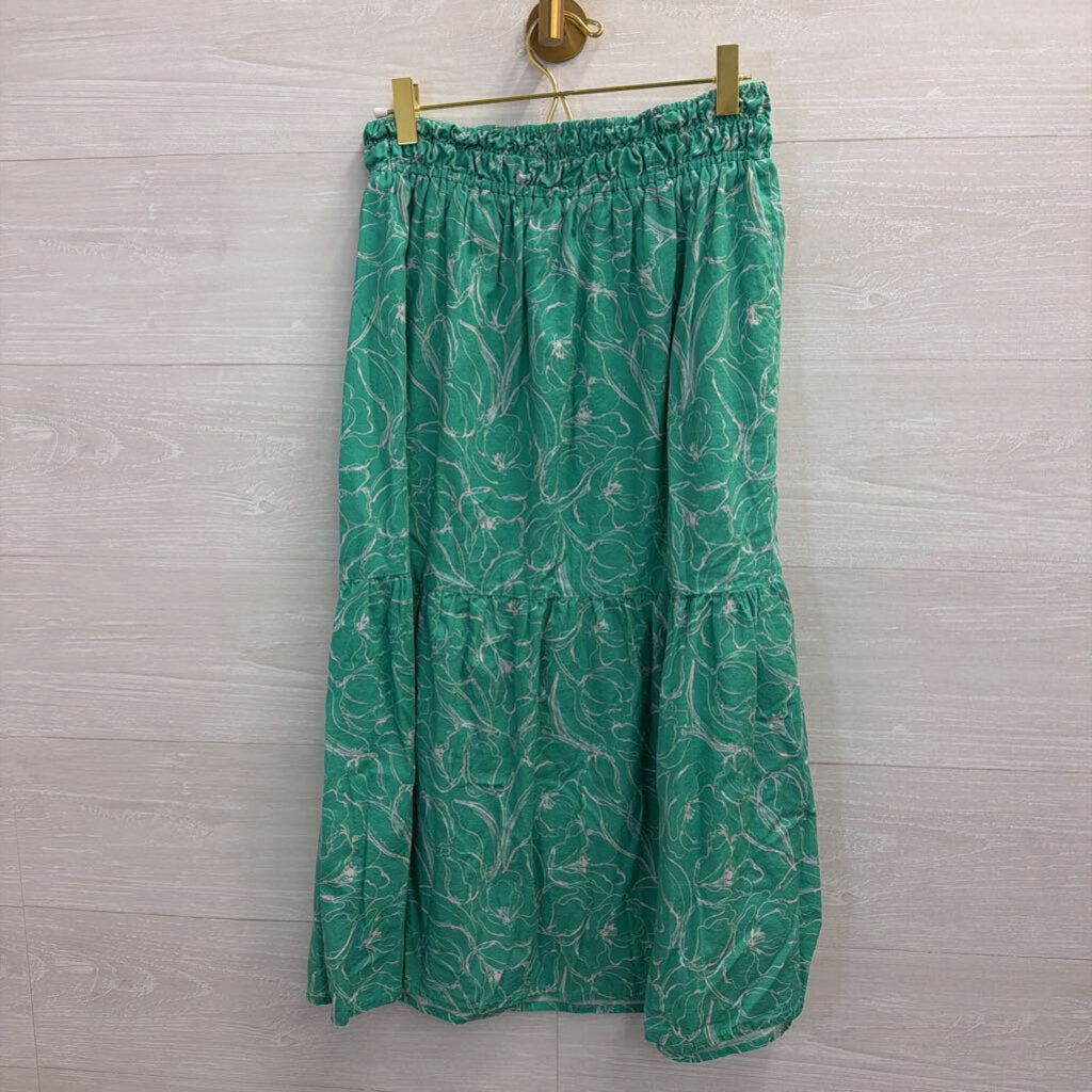 Greylin Green/ White Print Cropped Tank/ Midi Skirt Set Medium