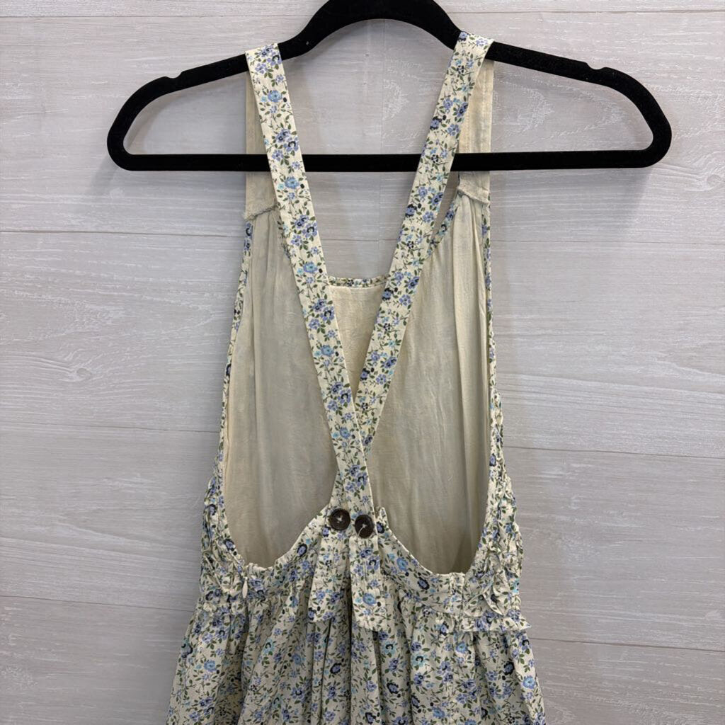 Free People White/ Blue Petunia Mini Dress Extra Small