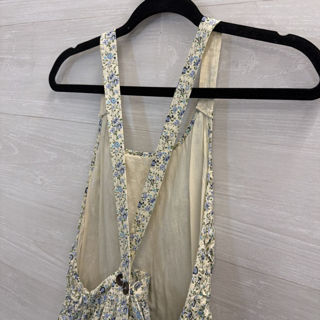 Free People White/ Blue Petunia Mini Dress Extra Small