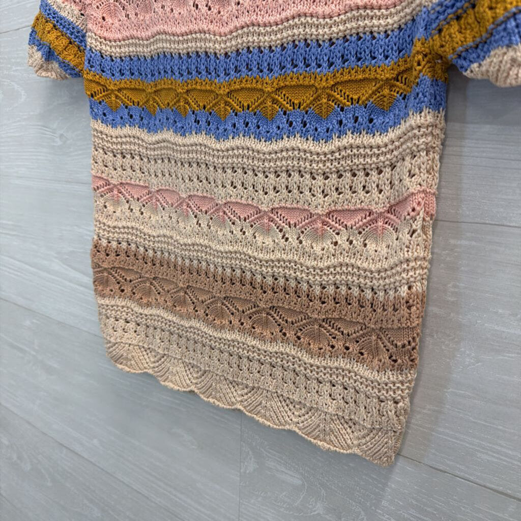 Heartloom Cream/ Multi Striped Knit Short Sleeve Top Small