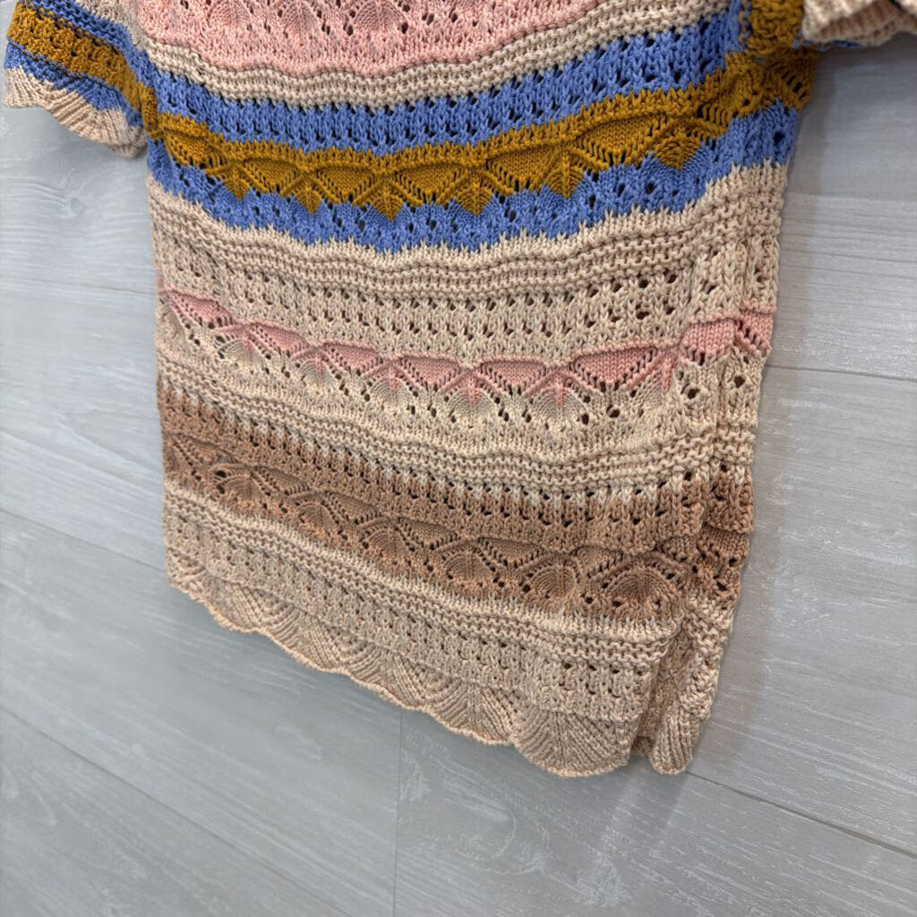 Heartloom Cream/ Multi Striped Knit Short Sleeve Top Small