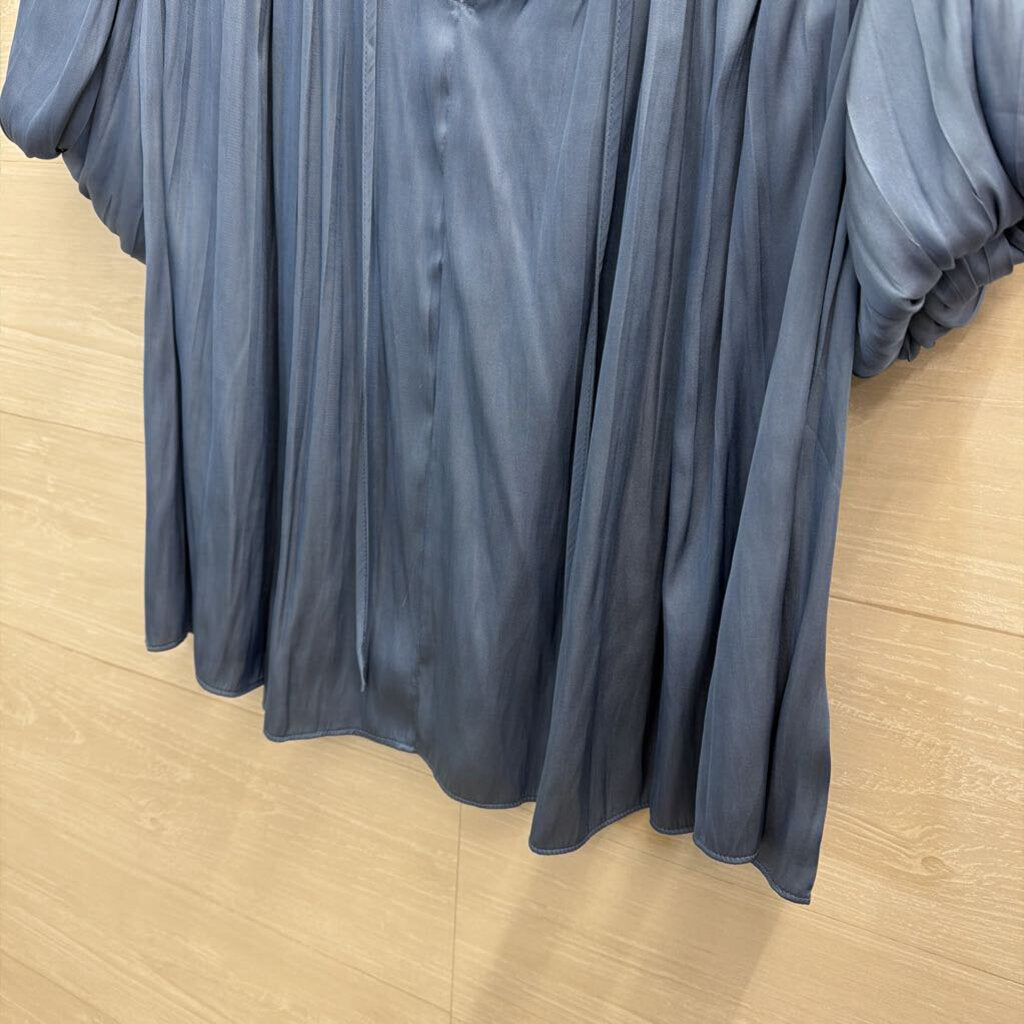 Current Air Blue Silky Short Sleeve Top Small
