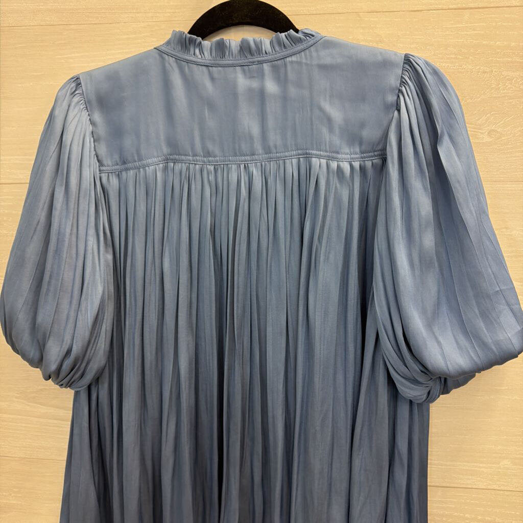 Current Air Blue Silky Short Sleeve Top Small