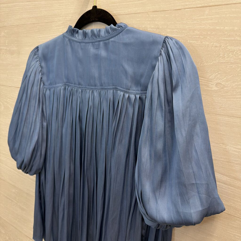 Current Air Blue Silky Short Sleeve Top Small